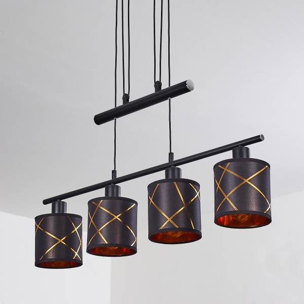 Pendelleuchte Osimo Schwarz - Gold - Webstoff - Aluminium - PVC - 13 x 190 x 76 cm