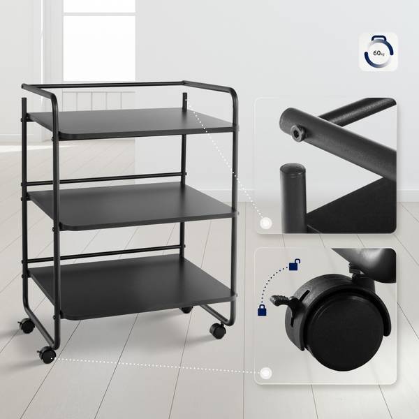 Servierwagen PL902 Schwarz - Metall - 61 x 82 x 51 cm