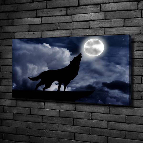 Wandbild Wolf Vollmond 100 x 50 cm