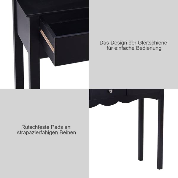 2 in 1 Schminktisch Schreibtisch Schwarz - Holzwerkstoff - 32 x 75 x 100 cm