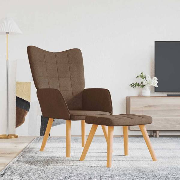 Chaise avec tabouret 3010030 Marron - Polyester - 69 x 96 x 62 cm