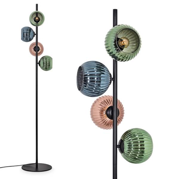 Stehlampe Cesaro Blau - Grün - Aluminium - Klarglas - 17 x 160 x 69 cm