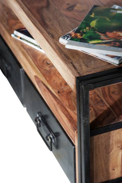PANAMA Lowboard Schwarz - Braun - Akazie - 112 x 55 x 40 cm