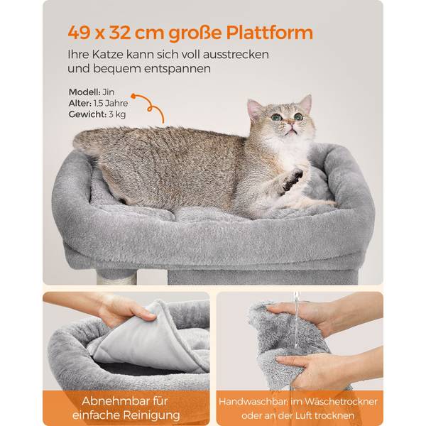 Katzenbaum Juba Grau - Holzwerkstoff - 32 x 74 x 49 cm