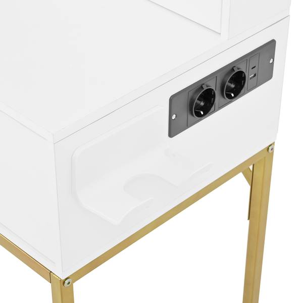 Schminktisch mit Spiegel DianaGLOW Ⅴ Weiß - Holzwerkstoff - 40 x 134 x 80 cm