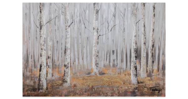 Acrylbild Handgemalt Wald & Bäume Oz Braun - Weiß - Baumwollstoff - 90 x 60 x 4 cm
