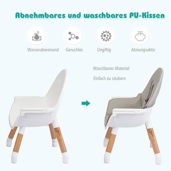 4-in-1 Babyhochstuhl höhenverstellbar Grau - Kunststoff - 62 x 100 x 62 cm
