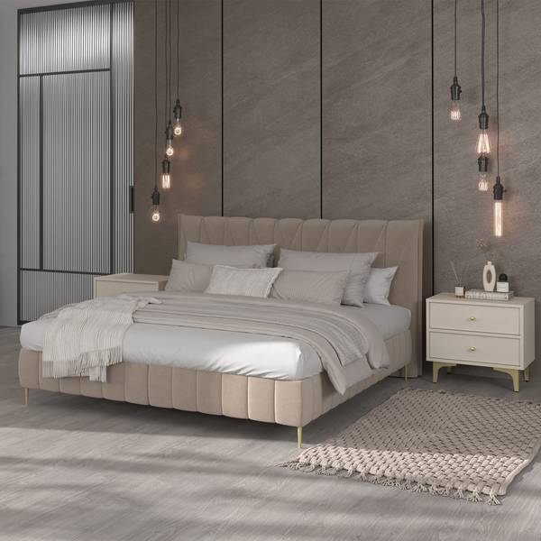 Nachtkastje FLOREN I grijs - plaatmateriaal op houtbasis - 52 x 49 x 41 cm