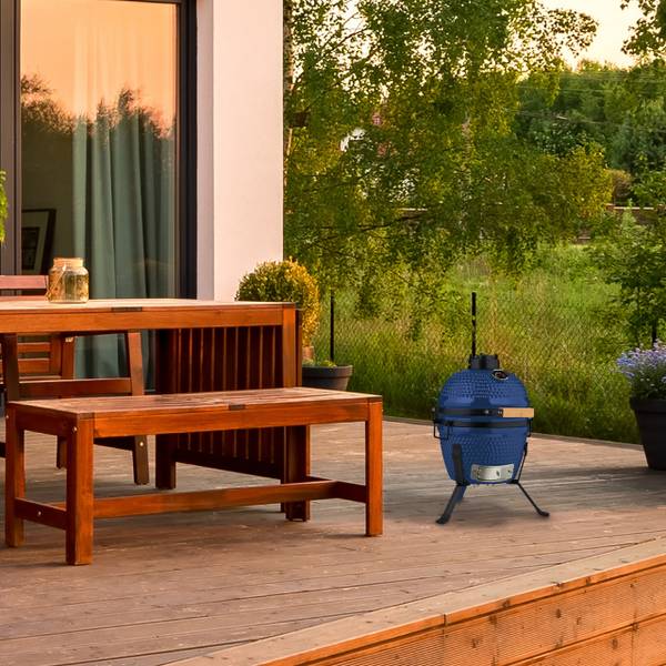 Kamado Grill aus Keramik Schwarz - Blau