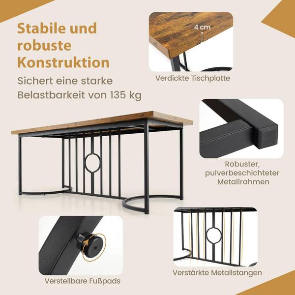 Esszimmertisch WO79649ORDE Braun - Holzwerkstoff - 79 x 75 x 180 cm