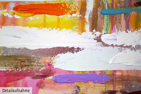 Acrylbild Handgemalt Nonfigurativ Aq Orange - Baumwollstoff - 60 x 60 x 4 cm