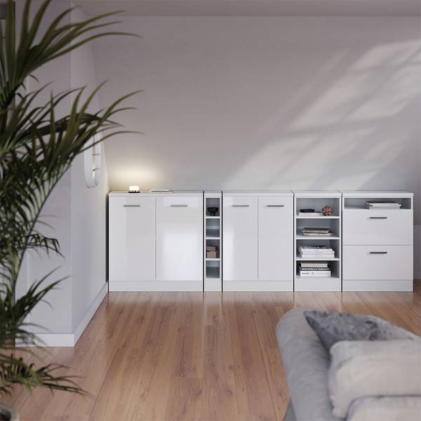 Dachschrägenschrank Rion 60200 Hochglanz Weiß - Weiß - Breite: 80 cm