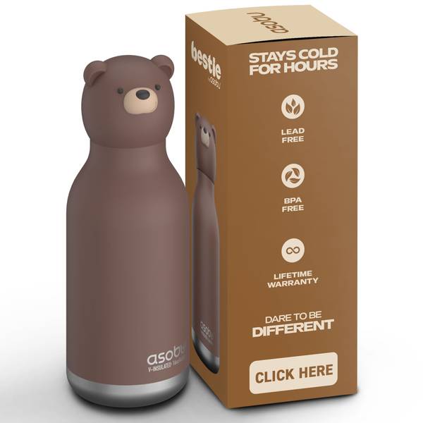 Kindertrinkflasche BESTIE Braunbär Braun - Metall - 8 x 20 x 8 cm