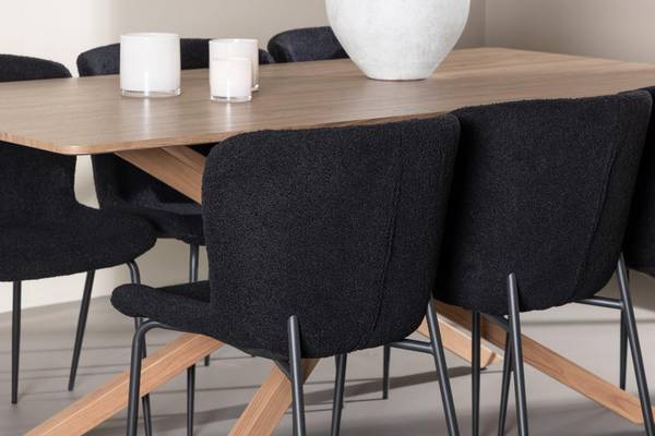 Essgruppe Piazza 7-teilig Schwarz - Braun - Polyester - Webstoff - 90 x 75 x 180 cm
