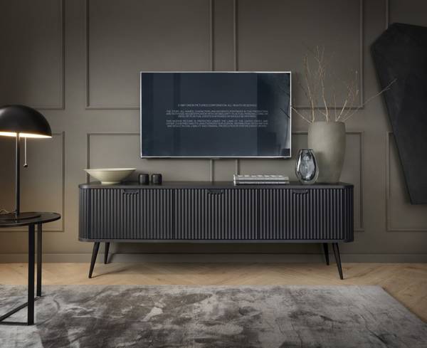 Meuble TV debout ZOVA Noir - Mélamine - 168 x 56 x 39 cm