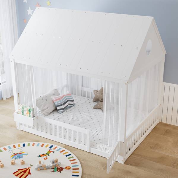 Kinderbett LucySafe Ⅰ Weiß - Holzwerkstoff - 151 x 183 x 207 cm