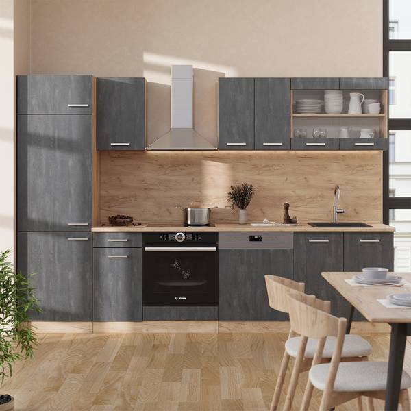 Vicco Cuisine R-Line, Chêne doré/blanc, 300cm sans PT Vicco Cuisine R-Line, Chêne doré/blanc, 300cm sans PT