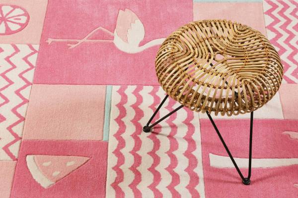 Kinderteppich Fruity Flamingo Pink - Polyester - 130 x 2 x 190 cm