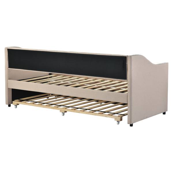 Tagesbett PTKJA3 Beige - Metall - Massivholz - 96 x 88 x 211 cm