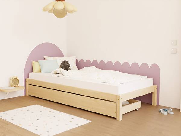 Kinder Einzelbett LUCKY 9 Hellrosa - 98 x 198 cm