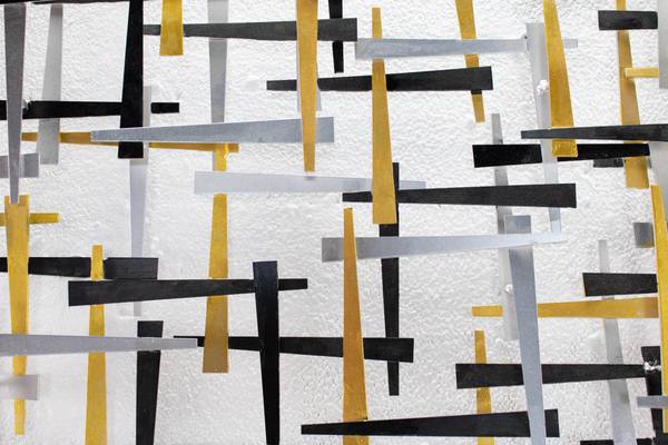 Sculpture murale Grille Fusion Doré - Métal - 108 x 60 x 4 cm