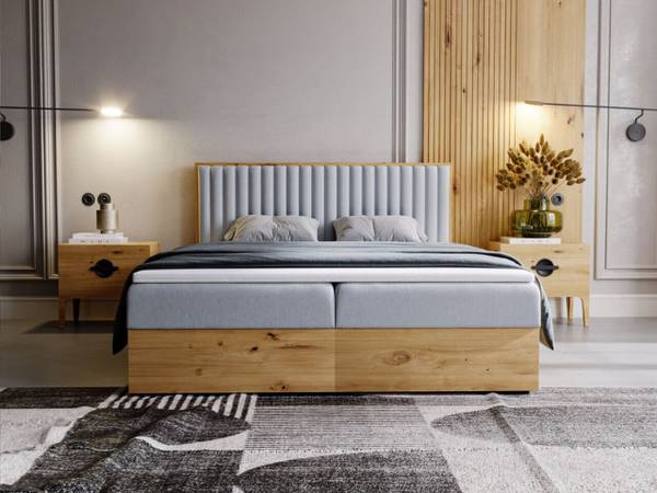 Boxspringbett FOREST Hellgrau - Liegefläche Breite: 180 cm