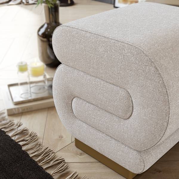 Fußbank Sally Beige - Baumwollstoff - Polyester - Polyethylen - 40 x 42 x 42 cm