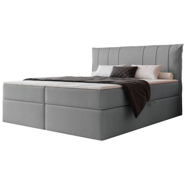 Boxspringbett MOLY Grau - Samt - 180 x 115 x 210 cm