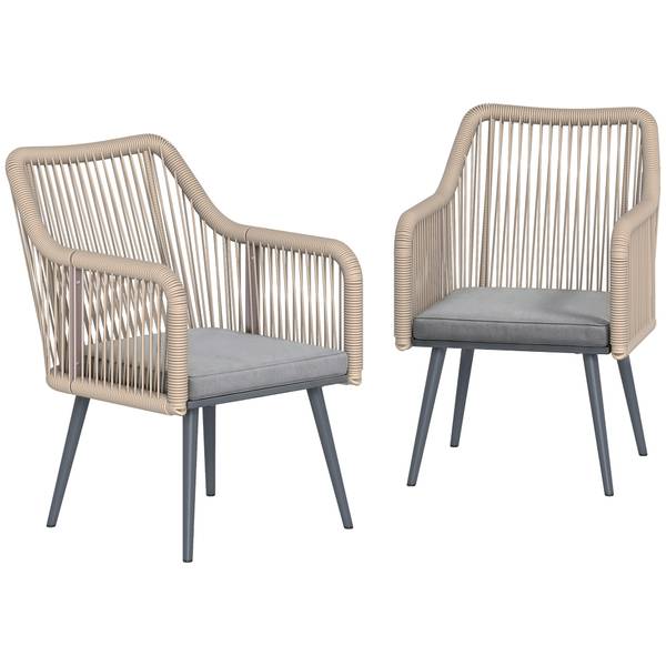 Tuin-eetkamerstoelenset 84G-881V00LG grijs - polyrotan - 54 x 80 x 65 cm