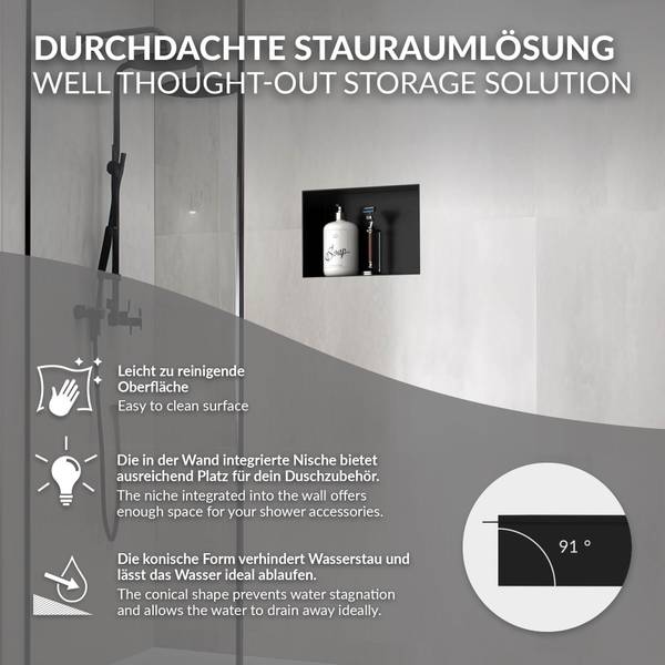 Duschnische ALVEO Schwarz - 30 x 20 cm