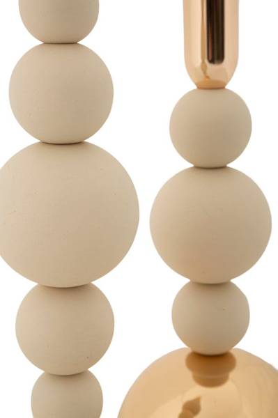 Kerzenhalter Bolly C 2Er Set Beige - Metall - 10 x 30 x 10 cm