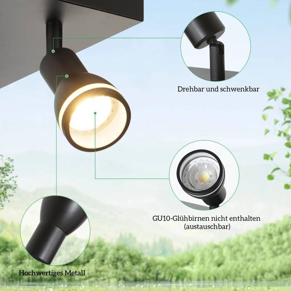 Plafonnier Oldenburg Noir - Métal - 20 x 16 x 20 cm