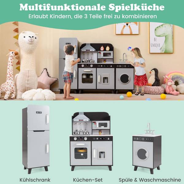 Kinderküche FB32457NZDE Grau - Massivholz - 30 x 90 x 120 cm