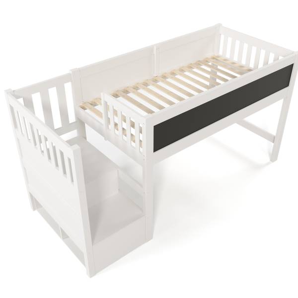 Hoogbed MonetLucy Ⅰ wit - plaatmateriaal op houtbasis - massief hout - 97 x 112 x 253 cm