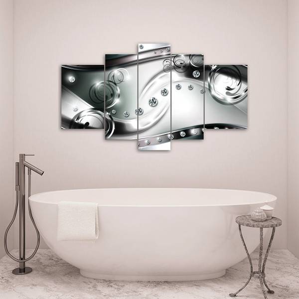 Leinwandbild SET Abstrakt Wohnzimmer Grau - Holzwerkstoff - Textil - 170 x 100 x 2 cm