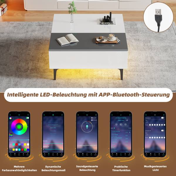 Couchtisch Ourea Ⅱ Grau - Weiß