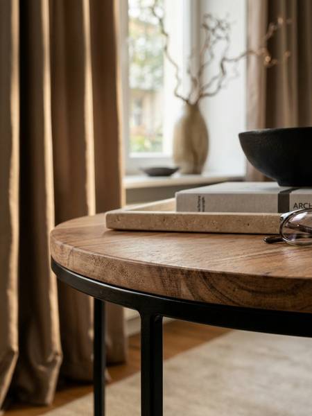 Couchtisch VALDRES mit Ablage Beige - Akazie - 60 x 43 x 60 cm