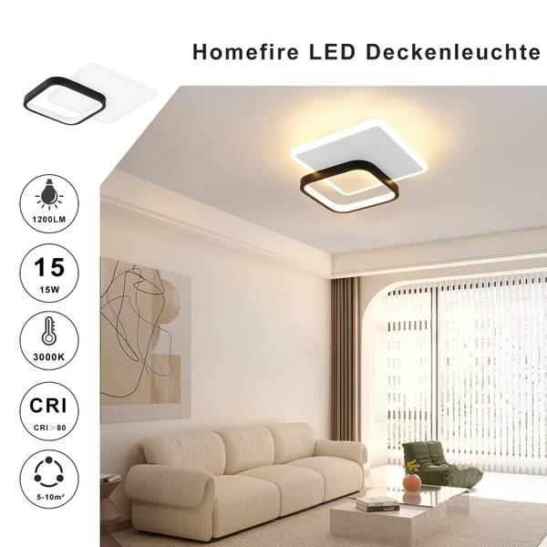 LED Deckenleuchte Vaynix Schwarz - 24 x 6 cm - Durchmesser Lampenschirm: 24 cm