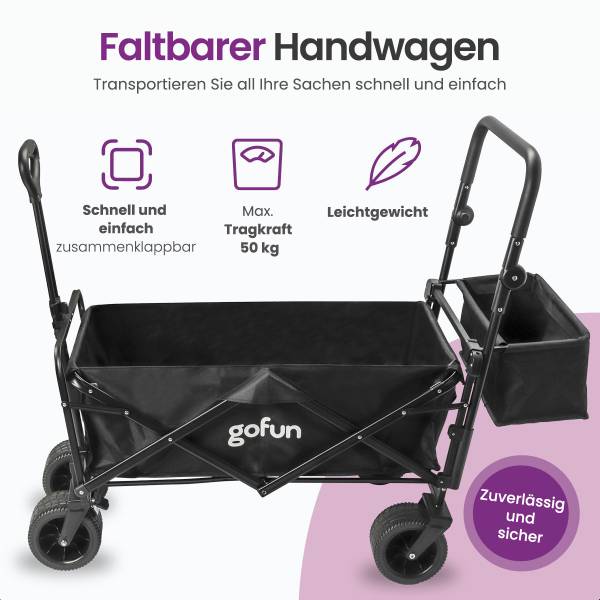 Bollerwagen Trail Schwarz - Metall - Textil - 44 x 57 x 97 cm