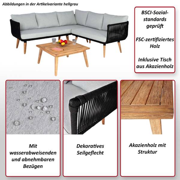 Garten-Garnitur L30 (2er-Set) Schwarz - Braun - Grau
