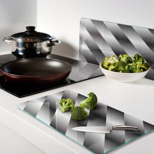 Schneidebrett Strip 2er Set Silber - Glas - 52 x 1 x 30 cm