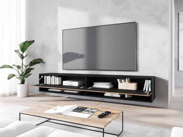 TV-Lowboard A180 MDF mit RGB Beleuchtung Schwarz - Graphit