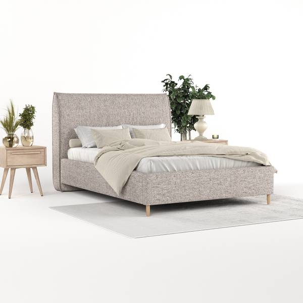 Polsterbett MIRA mit Stauraum Stoff Neve Steingrau - Liegefläche Breite: 120 cm