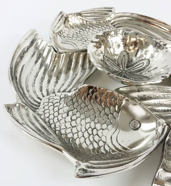 Schale Koifisch Silber - Metall - 39 x 6 x 39 cm