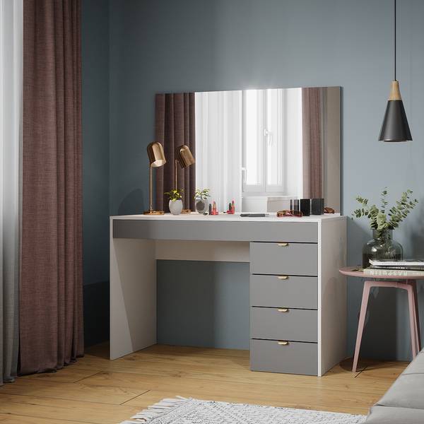 Schminktisch Elise 41341 Grau - Weiß - Holzwerkstoff - 115 x 76 x 55 cm