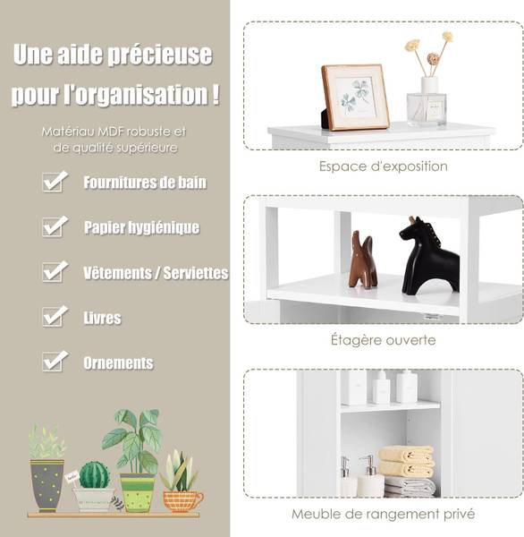 Armoire de Rangement de Salle HW66005 Blanc