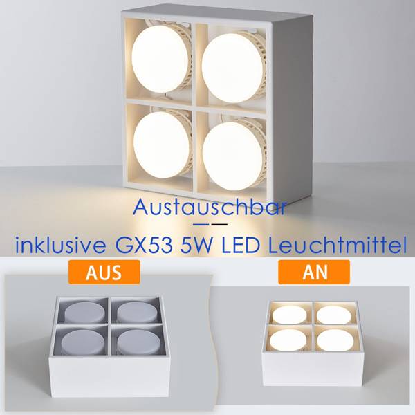 Led Plafondlamp Howard met 4 lichtbronnen wit - metaal - 20 x 9 x 20 cm