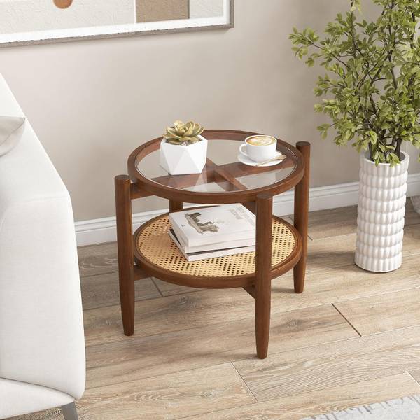 Beistelltisch JV11278 Braun - Massivholz - 56 x 46 x 56 cm