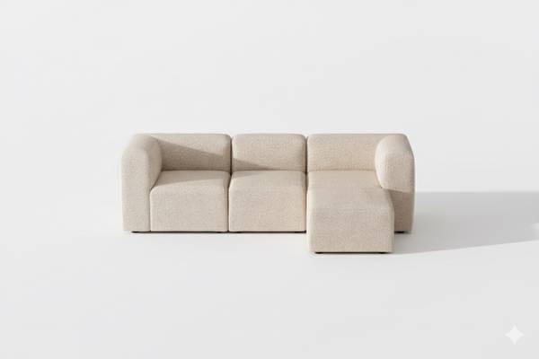 Canapé lounge Cubic Beige - En partie en bois massif - 257 x 64 x 164 cm