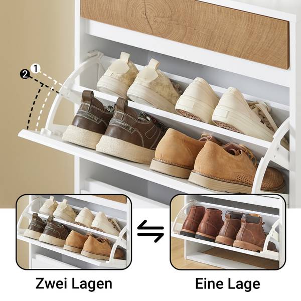 Schuhkipper FSR205-WN Braun - Weiß - Holzwerkstoff - 25 x 91 x 60 cm